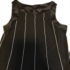 Black dress with white stripes calf length